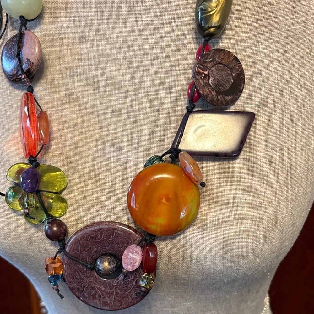 Vintage Teresa Goodall Multicolor Beaded Necklace - Picture 3 of 8